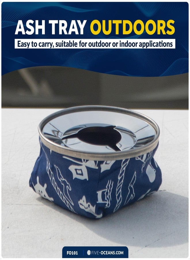 Five Oceans Marine Windproof Ashtray, Blue, 4-1/8-Inch Diameter, Ash Tray Stainless Steel and Blue Fabric for Boats, Outdoor and Patio Activities - FO101 - Image 4